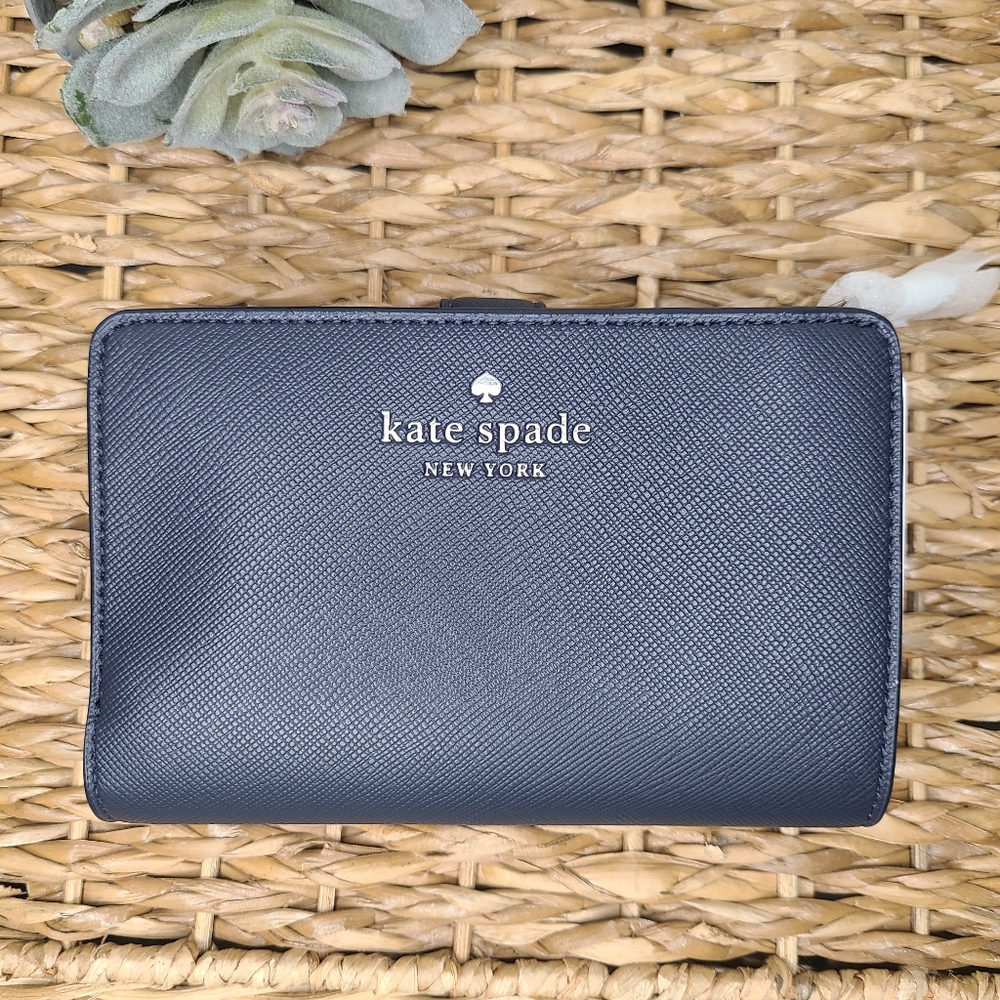 ♠️ Kate Spade | Staci Medium Navy Compact Bifold Wallet NWT